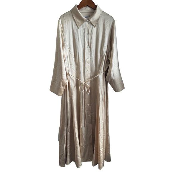 MM Lafleur The Pepper Dress Minimalist Old Money Washable Silk Charmeuse Dune M - Picture 4 of 8